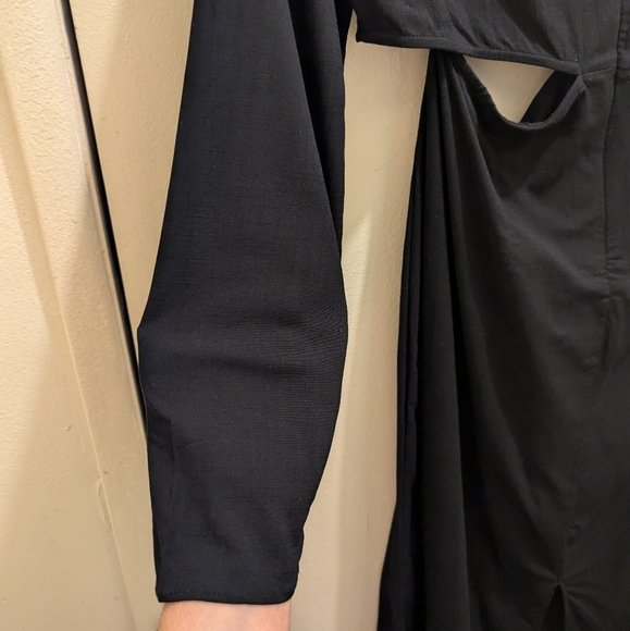Zara Elegant Black Cut-Out Long Sleeve Midi Dress- L - Picture 8 of 12